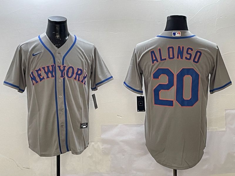 Men New York Mets 20 Alonso Grey Game 2025 Nike MLB Jersey style 1